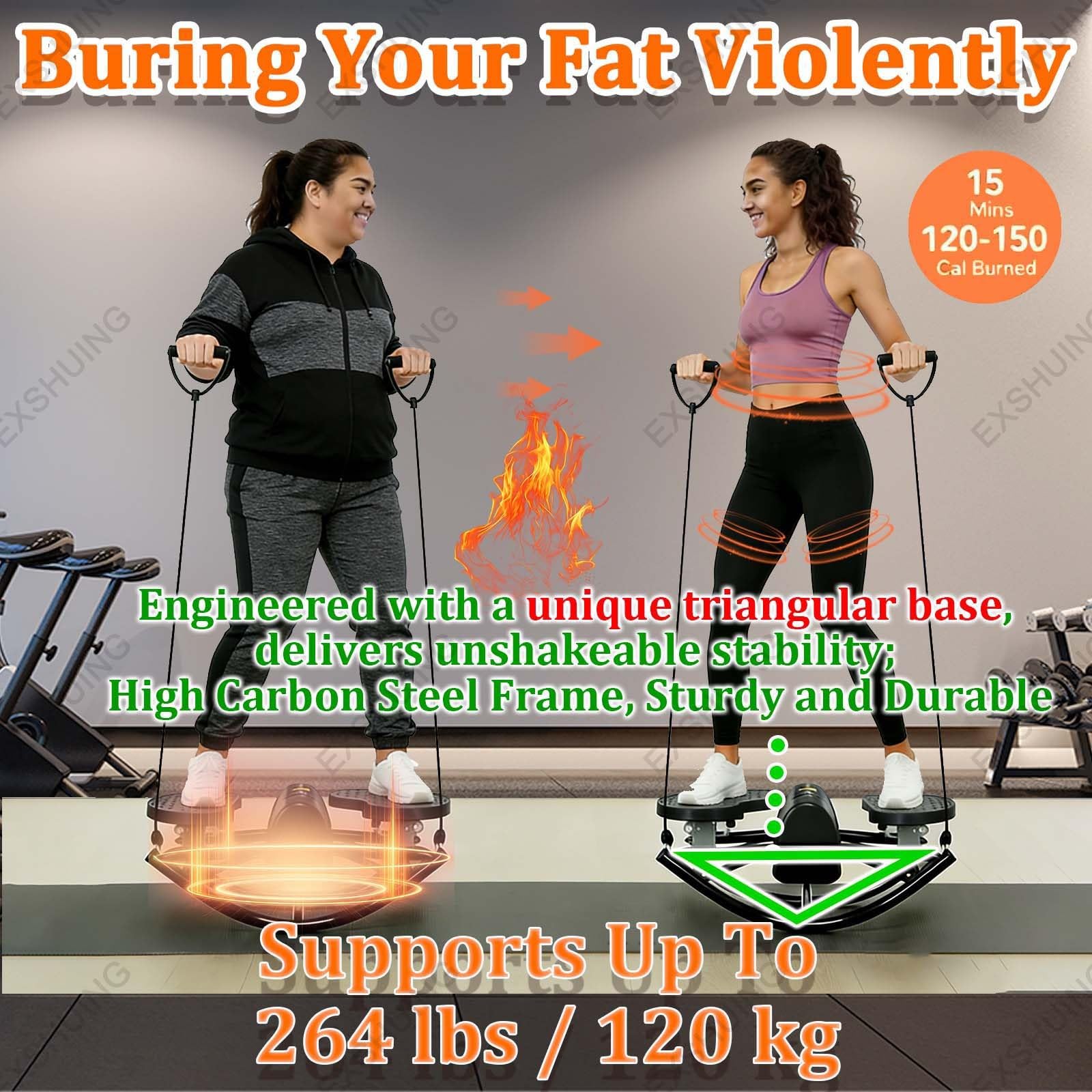 Stepper De Bajo Impacto para El Hogar, Balanceo Lateral Cardio con Movimiento, Pantalla Digital Inteligente Que Registra El Progreso, Peso Máximo 120 Kg (264 LB)