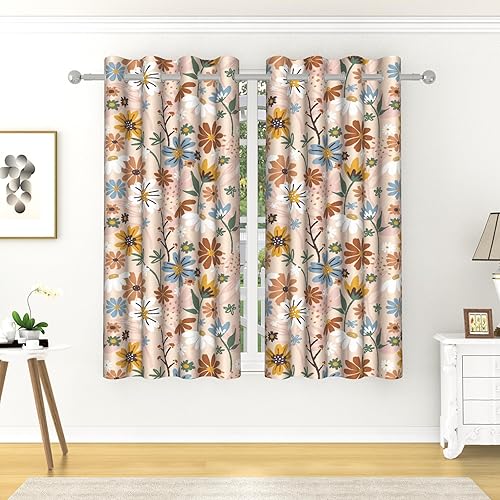 Miniatura 8 de Cortinas opacas bohemias florales para oscurecer la habitación, cortinas térmicas con textura retro, cortinas decorativas para sala de estar y