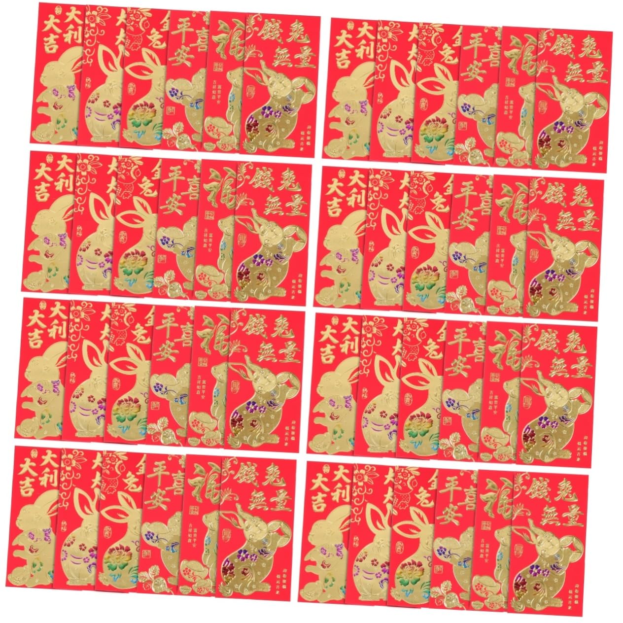 SEWACC 240 Piezas 2023 Año Del Conejo Paquetes Rojos Japoneses Sobres Rojos Chinos Asiáticos Sobre Rojo Del Año Del Conejo Paquetes De Conejito Rojo Ver Hongbao Papel