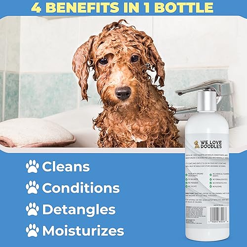 Miniatura 3 de We Love Doodles Juego combinado de champú y desenredante en aerosol 4 en 1 para perros, fabricado en Estados Unidos, ingredientes orgánicos, kit de