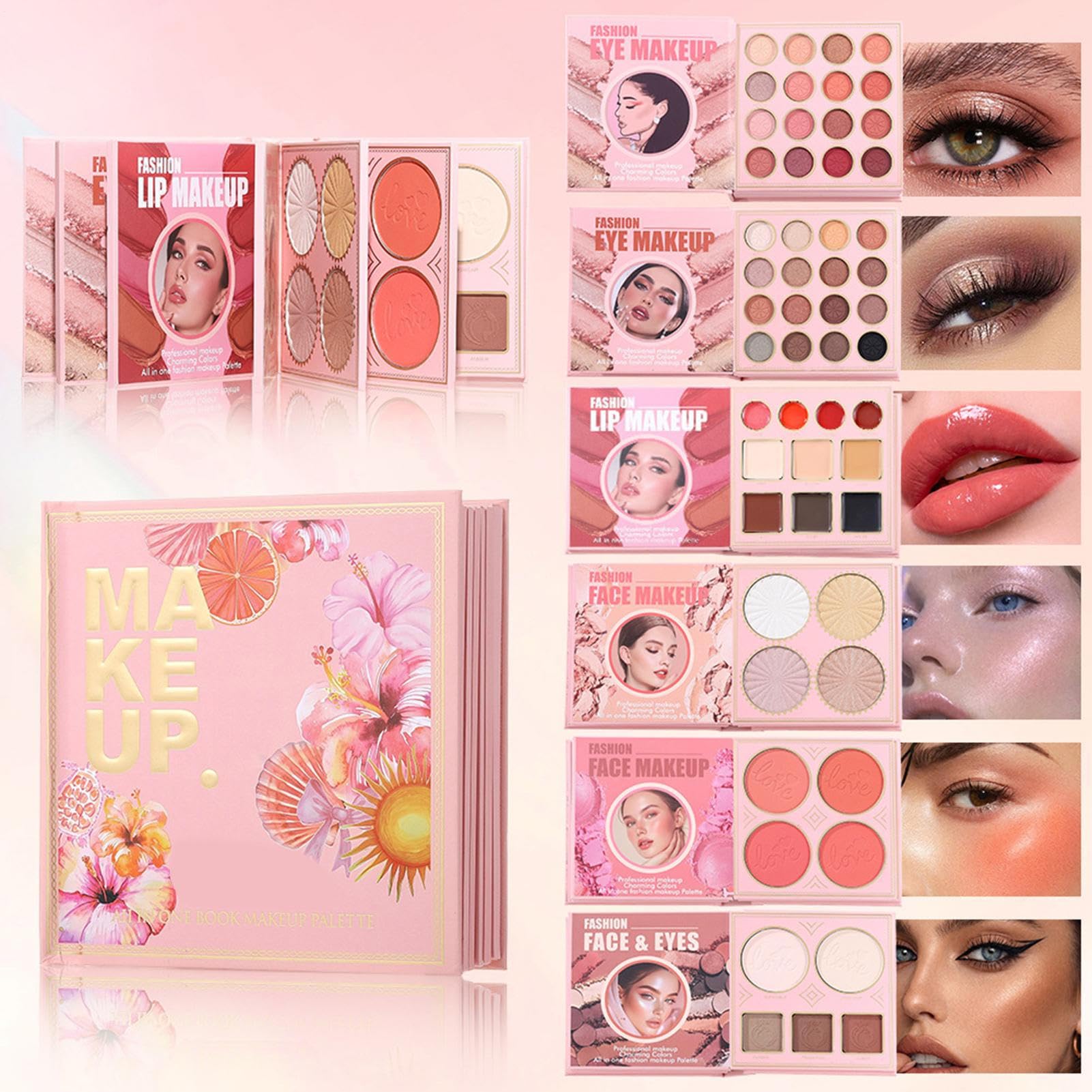 Palette di ombretti per il trucco in polvere illuminante a lunga durata | Set di ombretti ad alta pigmentazione per donne, ragazze, compleanni, San Valentino, matrimoni, viaggi