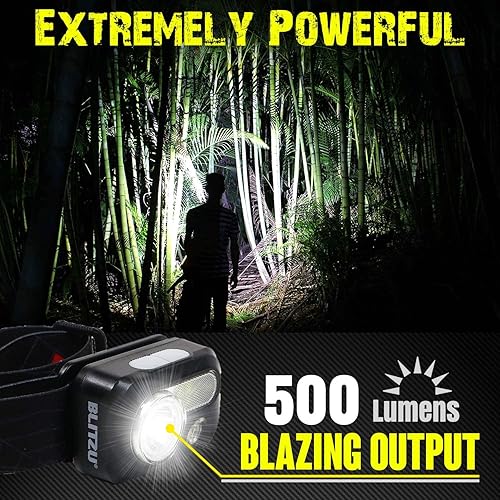 Miniatura 5 de BLITZU Linterna frontal LED alimentada por batería color camuflaje + faro recargable USB color negro