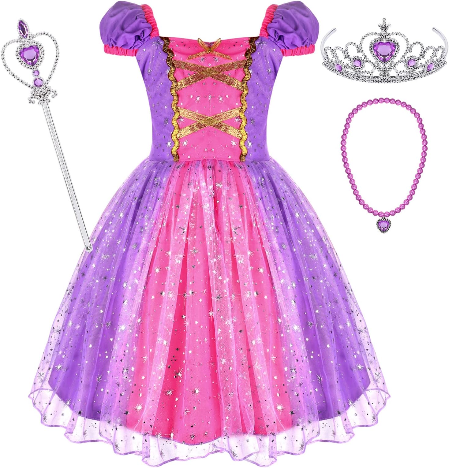 G.C Princess Costume Dress for Little Girls Fancy Birthday Cosplay Party Dress up