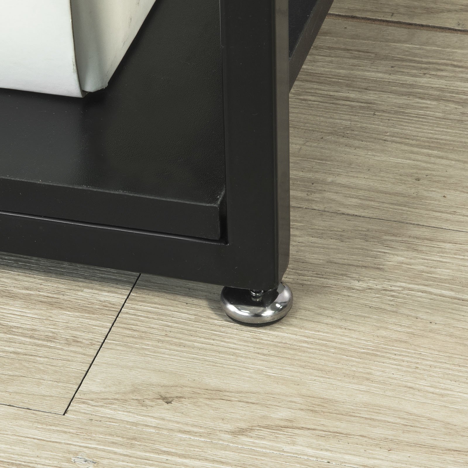 SoBuy Tavolino soggiorno con due piani, in vetro,legno e ferro.nero, FBT65-SCH