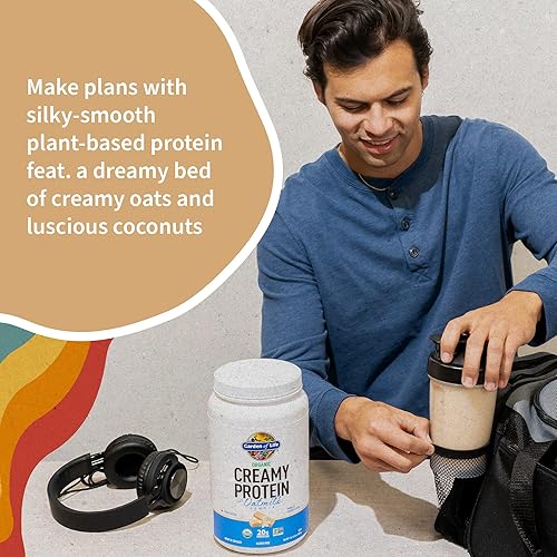 Miniatura 3 de Garden of Life Proteína cremosa de vainilla en polvo + leche de avena, 0.71 oz de proteína orgánica vegana a base de plantas, agua de coco, MCTs,