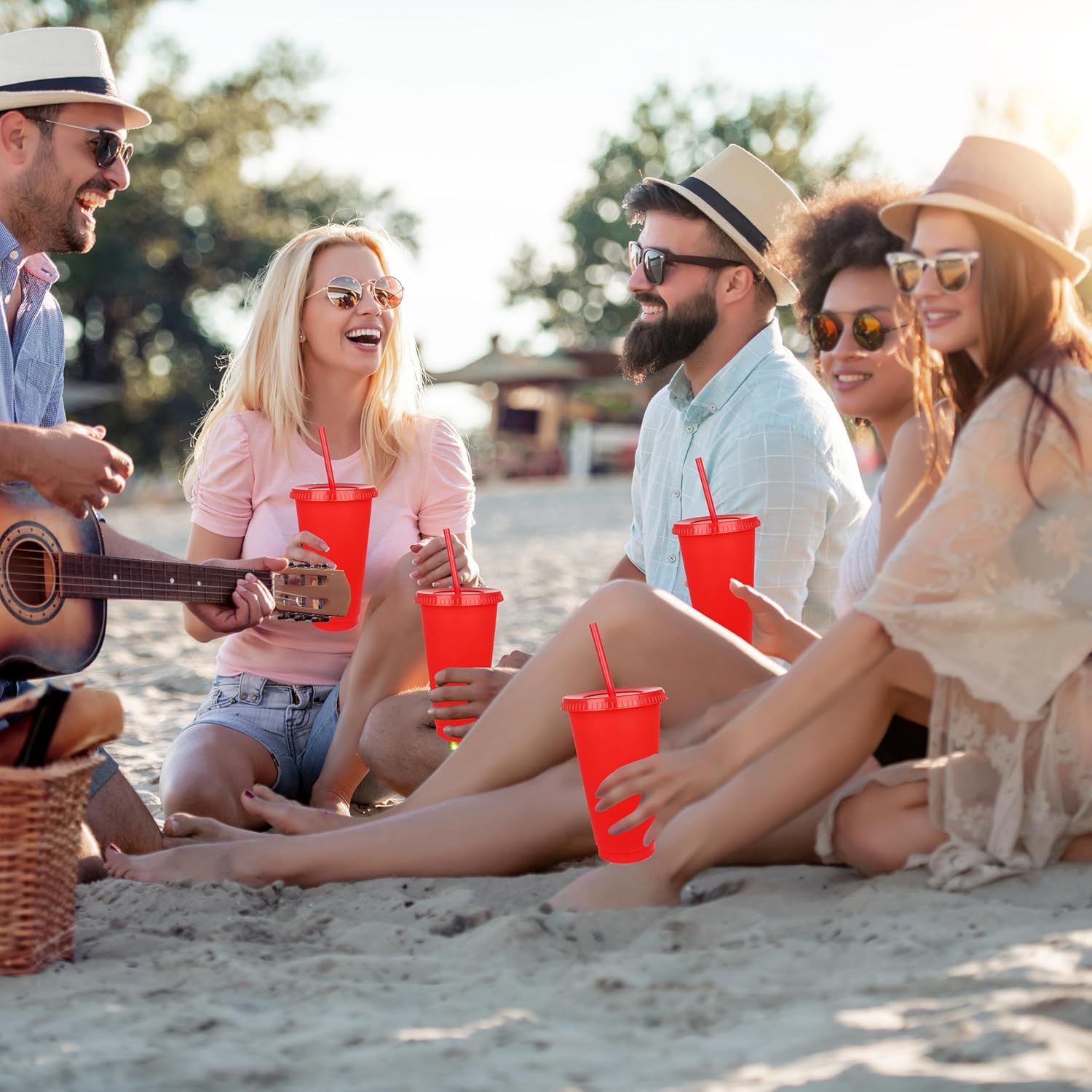 24 oz Black Reusable Plastic Cups, Custom Cups for Party with Lids and Straws, 12 Pack Iced Coffee Travel Mugs or Mean Girls Party Tumblers, Leak Proof Coffee Travel Mug (12, Red) - Image 6