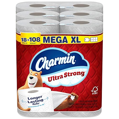 Charmin Ultra Strong Toilet Paper, 18 Mega XL Rolls = 108 Regular Rolls - Mega XL - 330 sheet (Pack of 18)