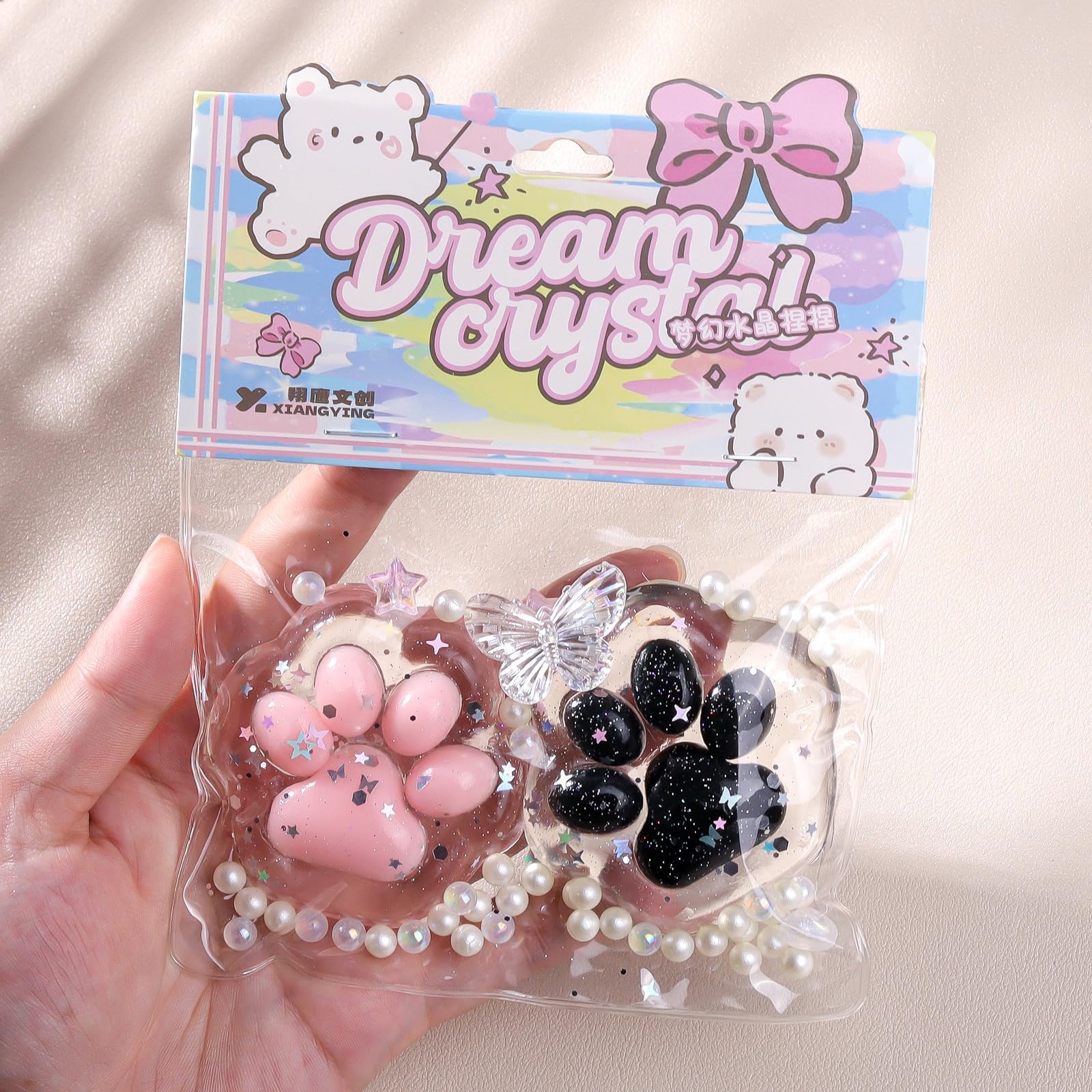 2 Pcs Cat Paw Taba Squishies Toys,Mini Taba Squishy Paw Soft Stress Relief Sensory Toys Novelty Fidget Toy for Adults Teenage Party Favors, Cute Stuff Super Soft Squeeze Fidget Toy Black & Pink Cat Paw