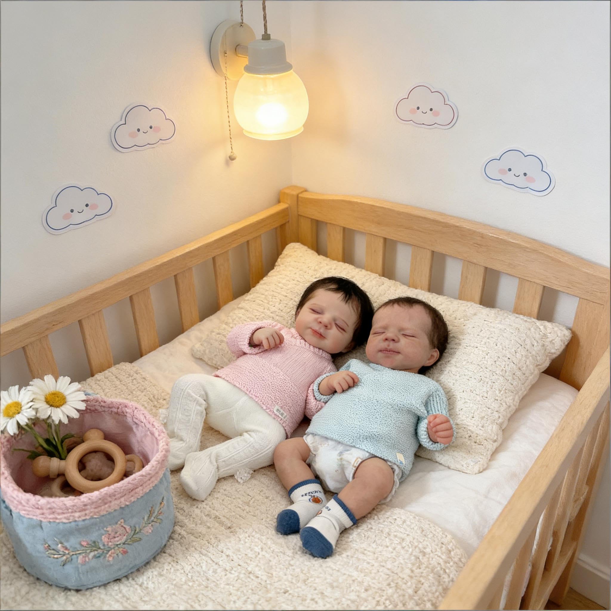 Zwillinge Realistische Reborn Babypuppen Mädchen und Junge 18 Zoll Real Life Babypuppe Silikon Ganzkörper Vinyl Lebensechte Neugeborene Babys Puppe Real Life Silikon Babys Zwillinge Puppen