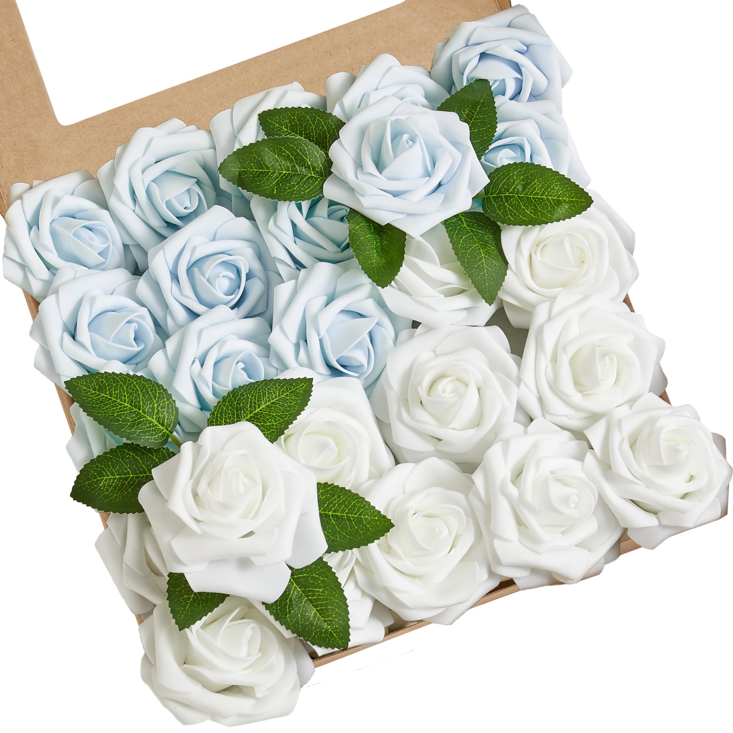 Artificial Flowers, 25pcs Baby Blue Artificial Rose for Centerpieces — image 1