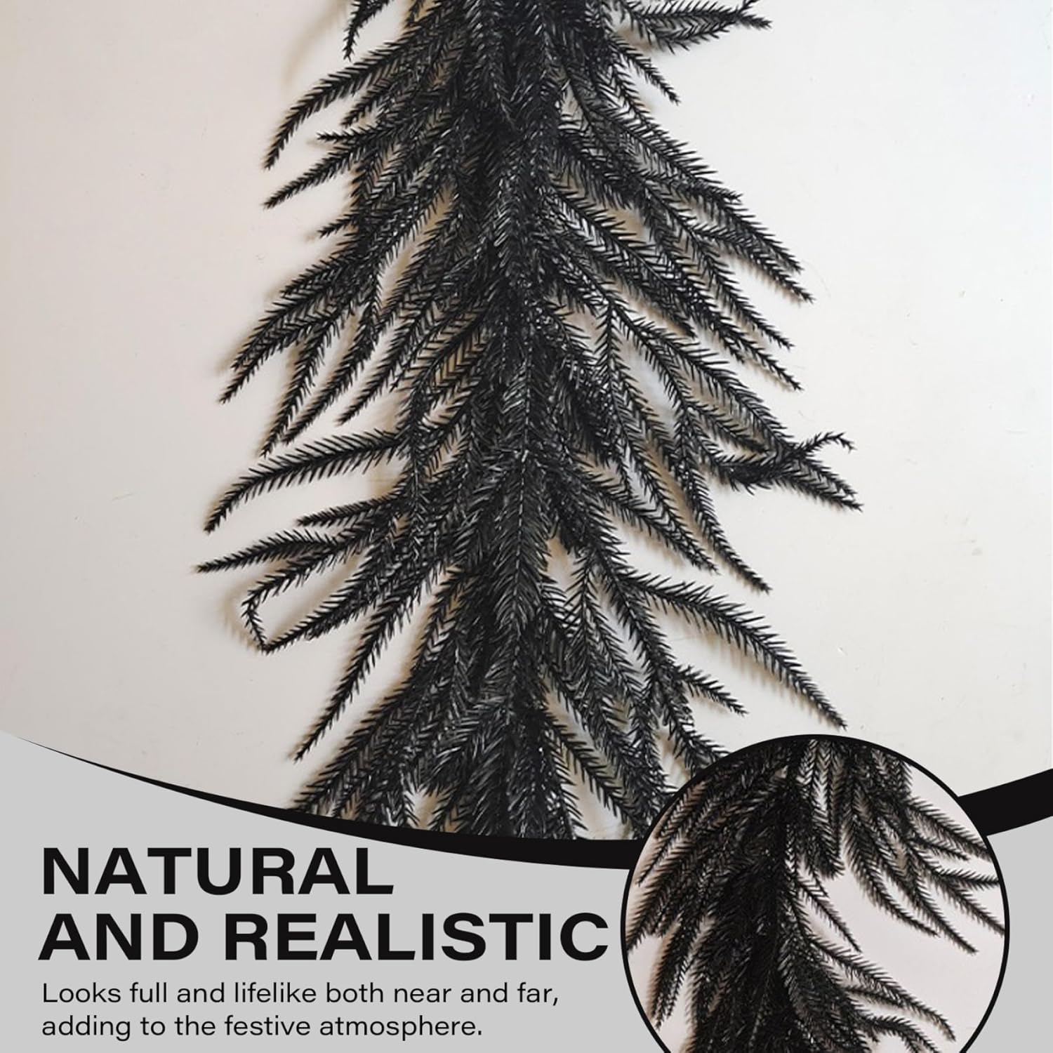 Halloween Decorations Norfolk Pine Garland 9ft Artificial Halloween Garland Realistic Christmas PE Decorative for Front Door Wall Mantel