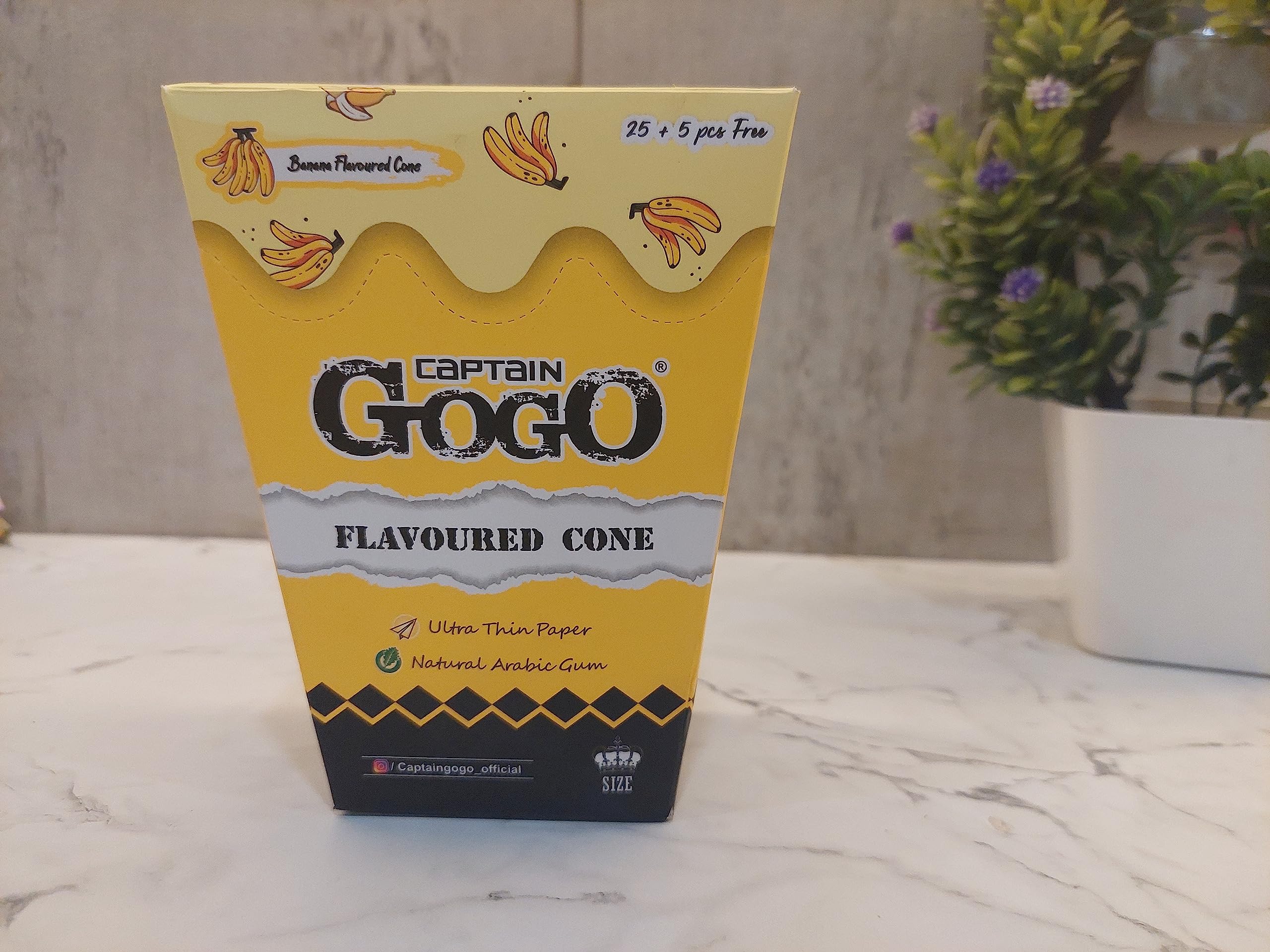 Captain GoGo Pre Rolled Flavour Cone Rolling Paper 30 Cones (Banana)