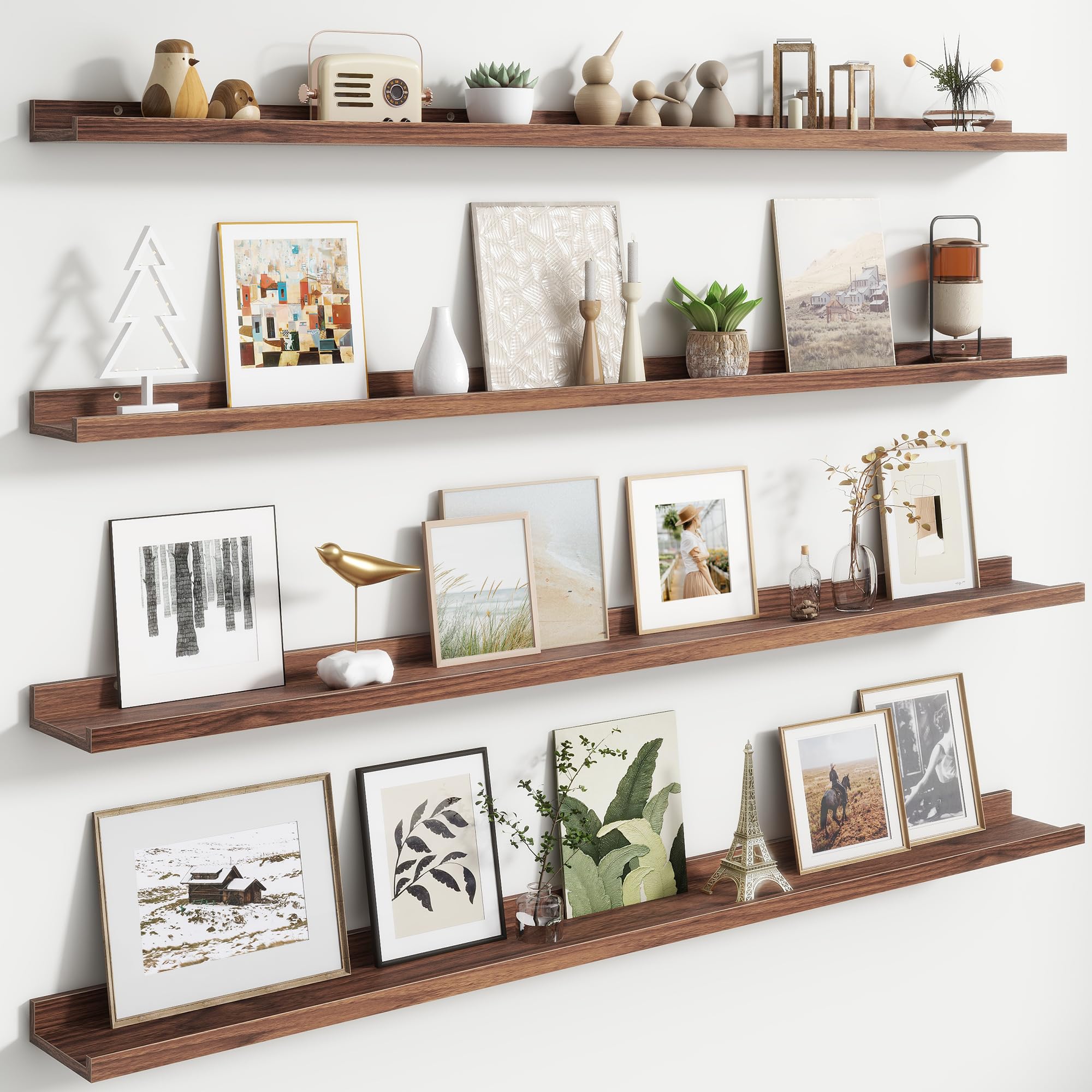 Amazon.com: Floating Picture Ledge Shelves for Wall Set of 4