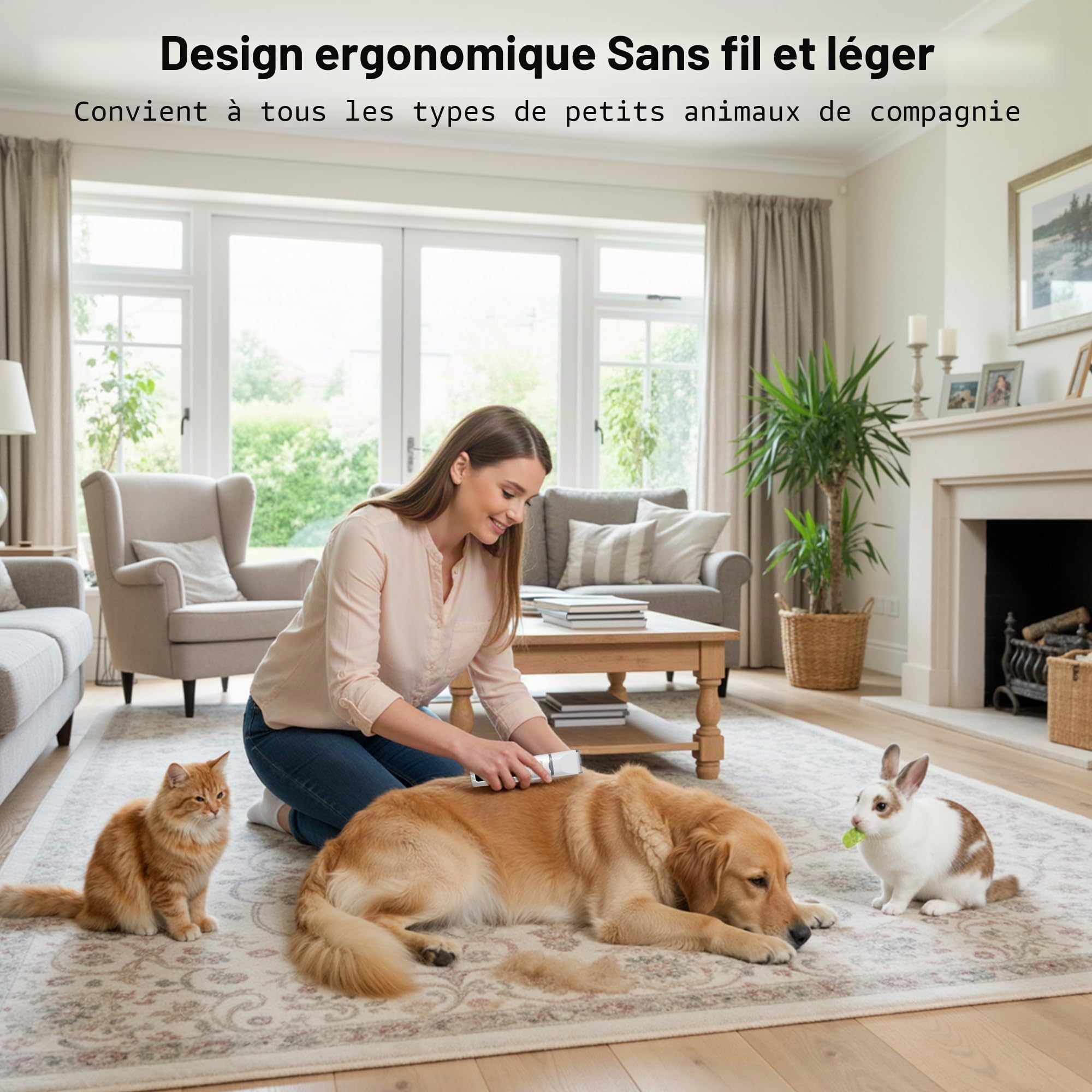 Tondeuse pour chien, kit de toilettage 4 en 1 JIUWIIL avec écran LCD, tondeuse pour chien, tondeuse pour griffes, rasoir pour animaux de compagnie (chats, chiens)