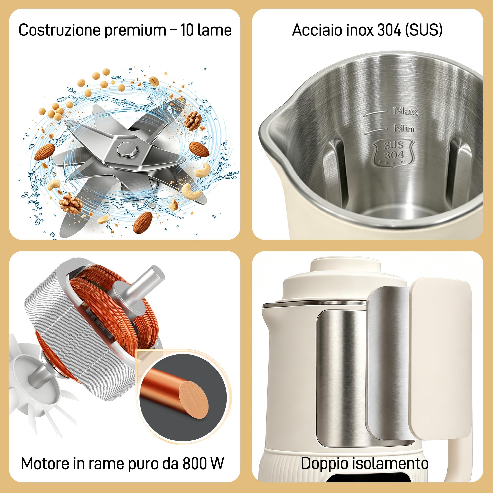 8 in 1 Macchina Latte Vegetale 1,2L Macchina per Latte di Soia e Mandorla