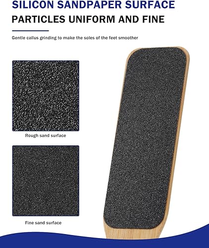 Miniatura 4 de BEZOX Removedor de callos con mango de bambú (1 unidad), limpiador de pies portátil de doble cara, lijadora profesional de pedicura para pies suaves