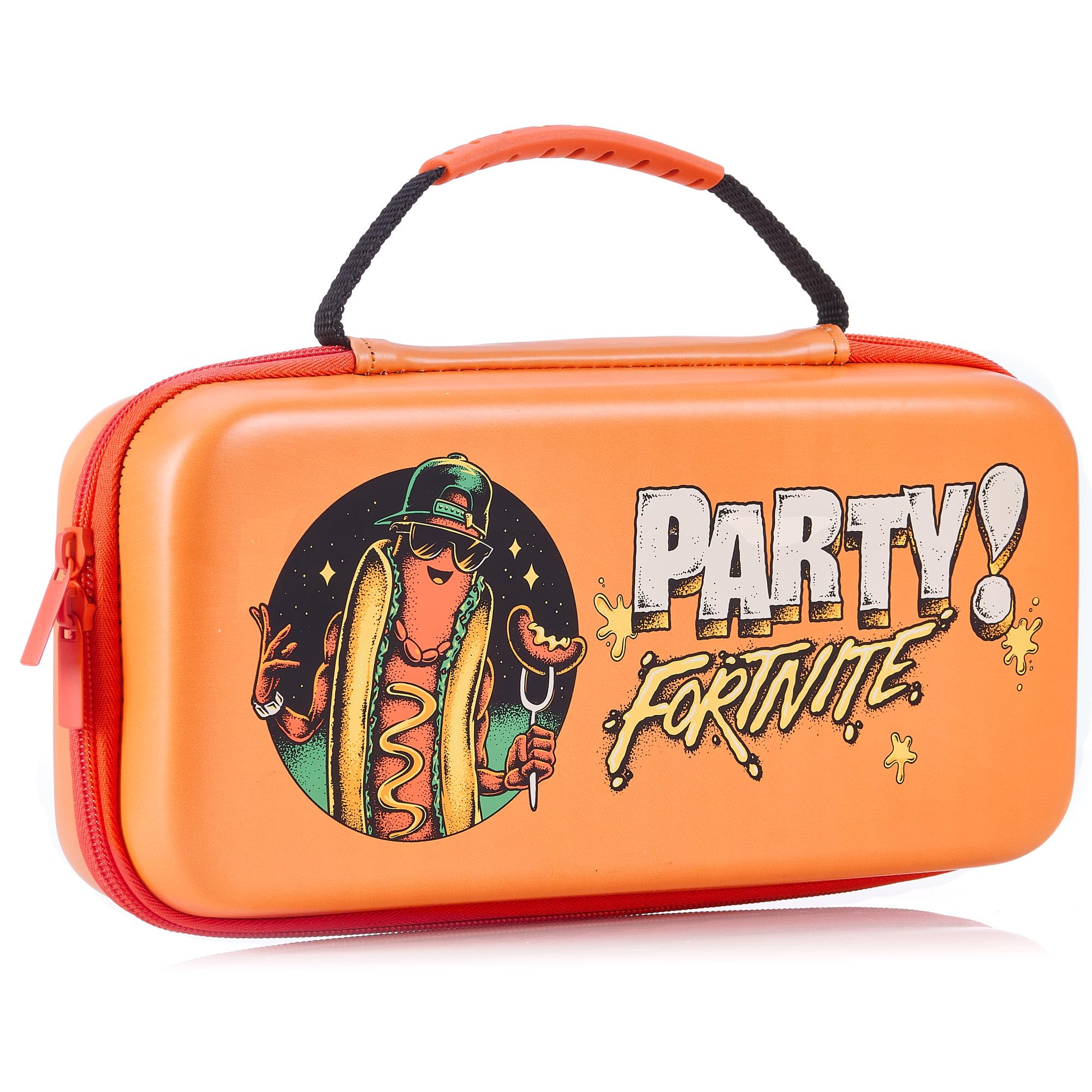Numskull Official Fortnite Carry Case for Switch and Switch 2 – Party Edition Travel Case – Holds 10 Games & Accessories – Hard Shell Protection with Rubber Handle