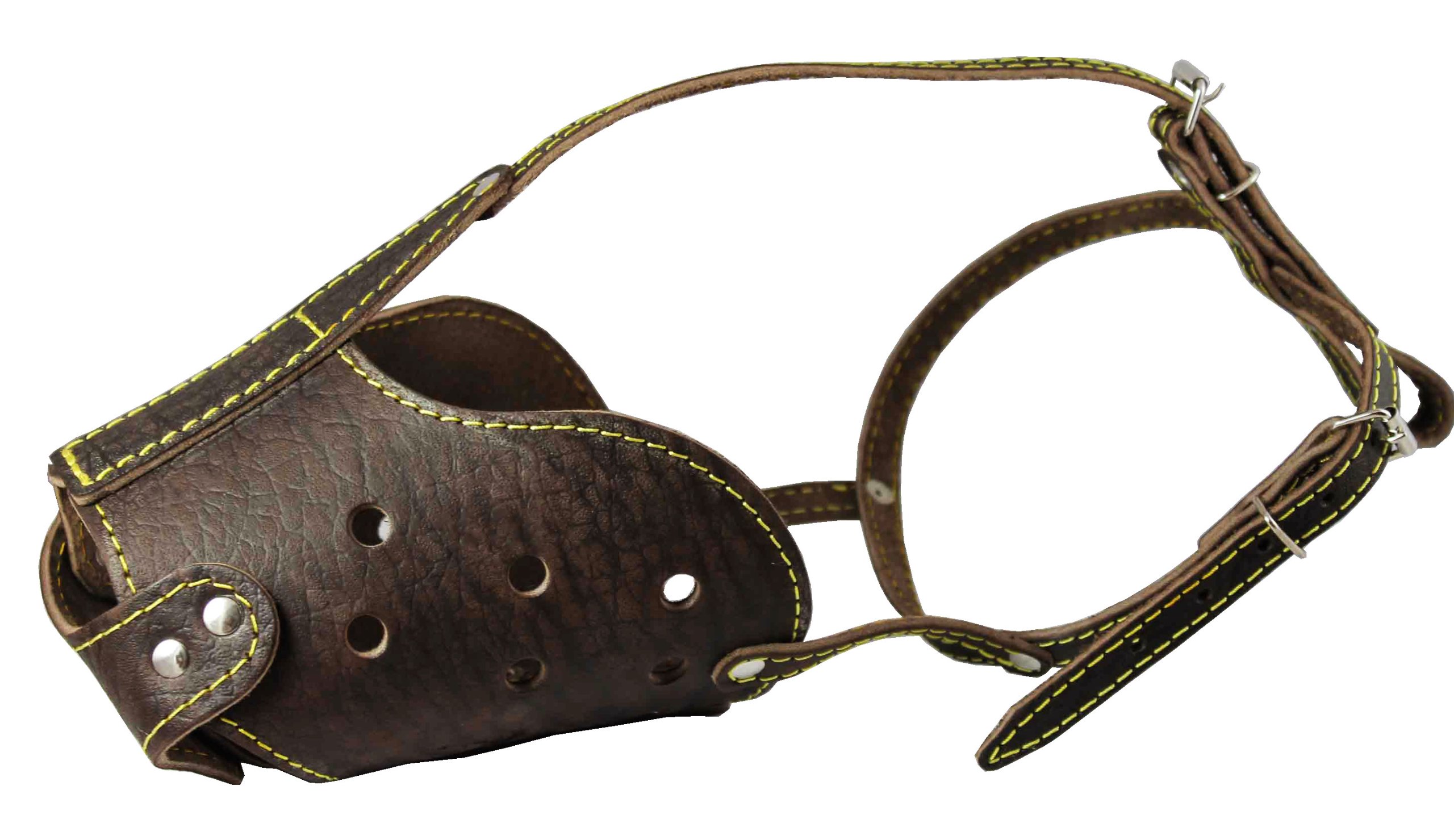 Amazon.com : Real Leather Cage Basket Secure Dog Muzzle Brown