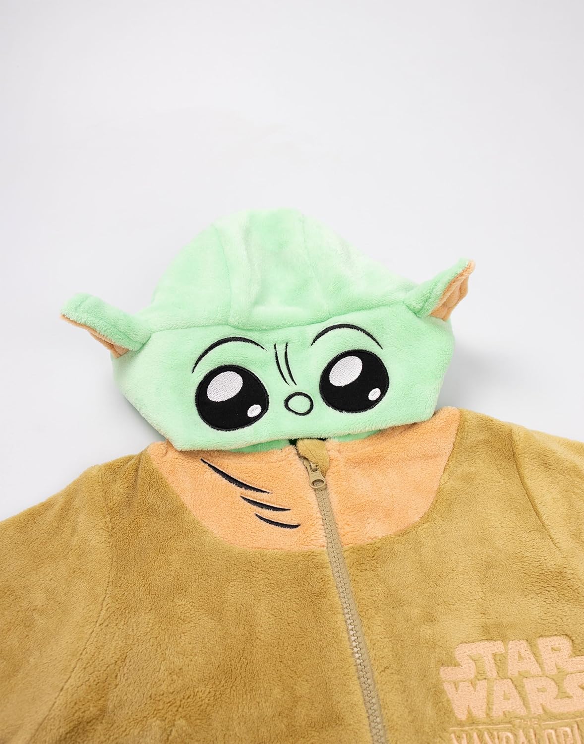STAR WARS The Mandalorian Grogu Unisex Kids Green Onesie | Hooded Zip-Up Fleece Loungewear
