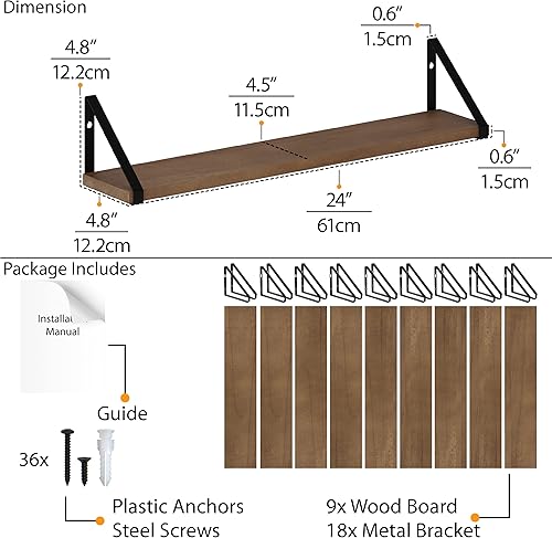 Miniatura 3 de Wallniture Ponza - Estantes flotantes, estantería para decoración de sala de estar, organización de cocina, estantes de pared, decoración de pared