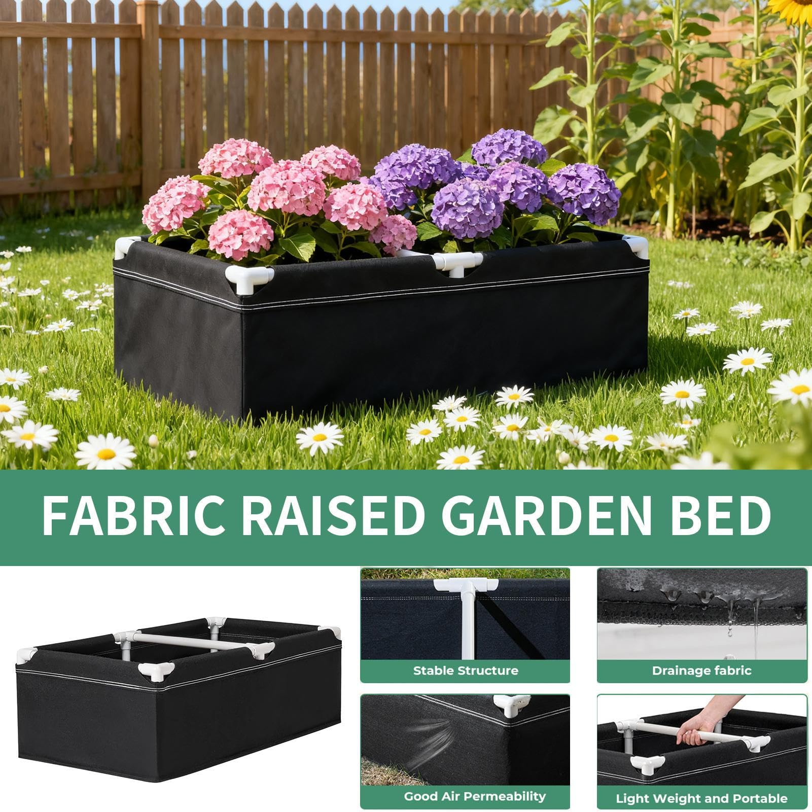 Saco de Plantas Para Camas De Cultivo, Maceta Rectangular De Horticultura | Camas Elevadas De Horticultura Con, Para Tomates, Patatas, Flores Zanahorias, Fresa Pimiento Pepino