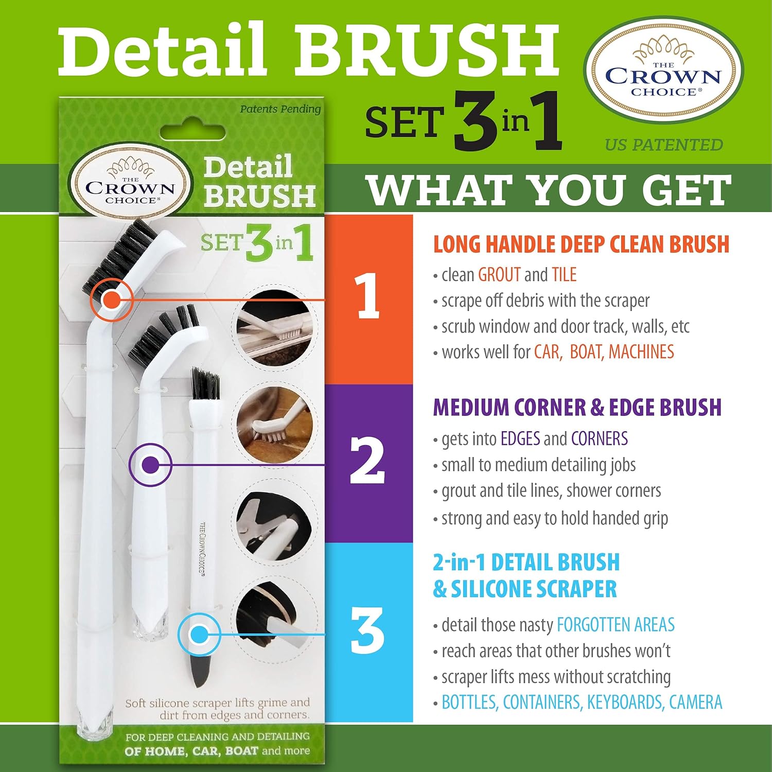 Super Cheap 🛒 Grout Cleaner Brush with Stiff Angled Bristles and 3-in-1 Grout Cleaning Brush Supplies to Deep Clean Tile Lines, Detail Kitchen, Scrub Bathroom, Shower | 4Pc Home Detail and Grout Cleaner Brushes Set