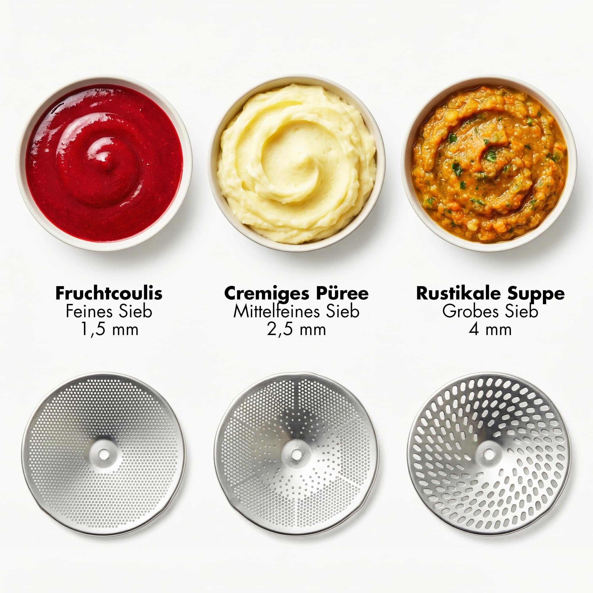 LA BONNE GRAINE Edelstahl-Passiermühle 24 cm | Profi Flotte Lotte mit 3 Siebscheiben | Passiergerät für Obst und Gemüse | Ideal für Sauce, Suppe, Marmelade