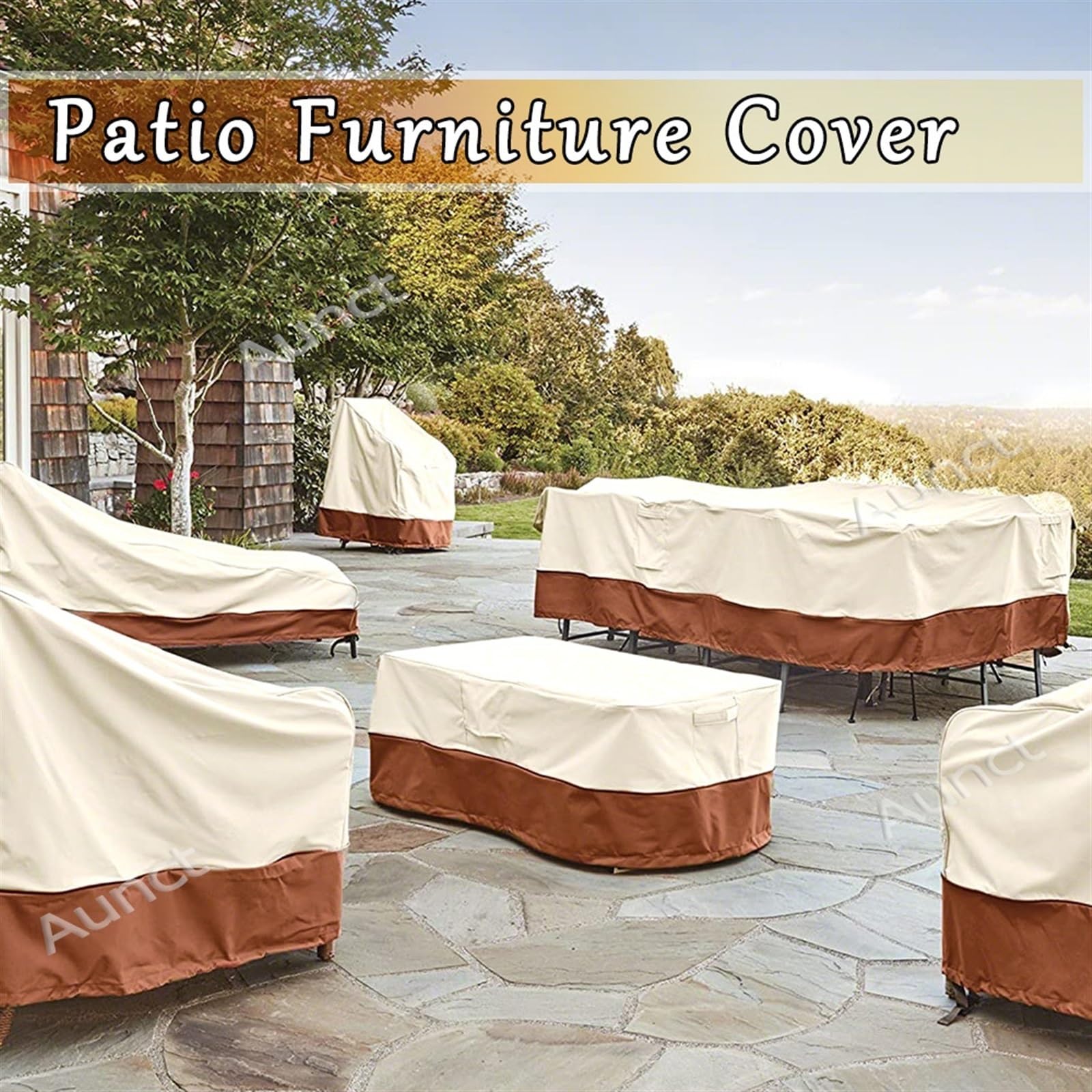 GABRIELLE Copridivano angolare da giardino impermeabile, protezione per mobili da esterno, copridivano angolare a L per patio, 210d, anti-UV/vento, con borsa portaoggetti, nero, sinistra L 210x264x87c