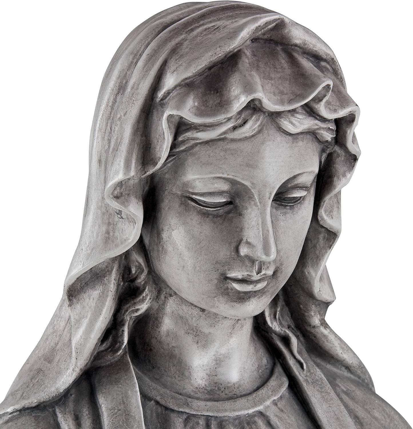 John Timberland Virgin Mary Statue Sculpture Catholic Religious Holy Decor Outdoor Garden Front Porch Patio Yard Outside Home Balcony House Exterior Backyard Gray Stone Finish Ceramic 29" Tall