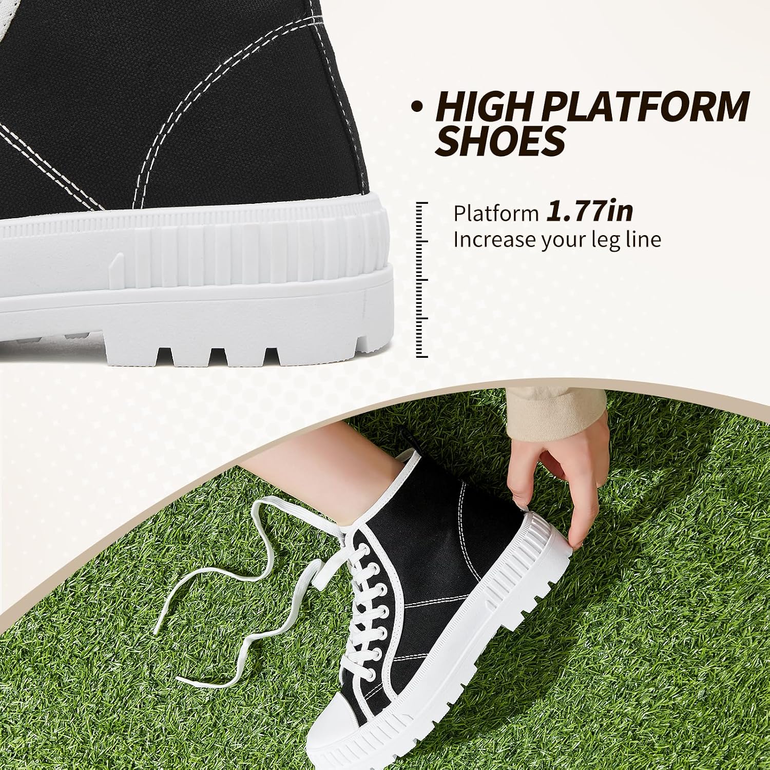 Rominz Women's High Top Platform Sneakers Canvas Shoes image 4