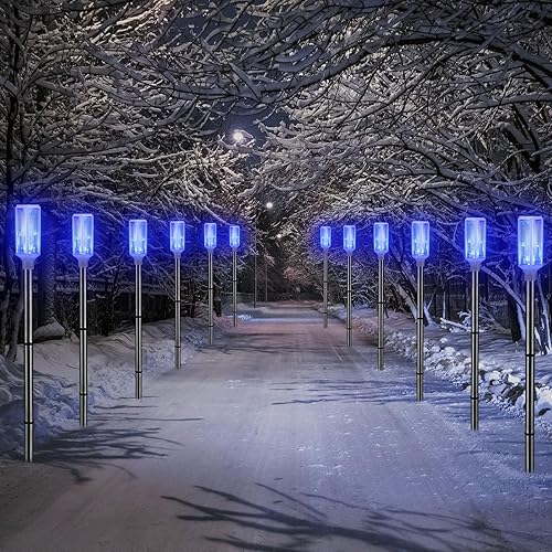 Miniatura 5 de 12 marcadores de entrada alimentados por energía solar, luces de entrada, reflectores en postes para nieve, carretera, patio al aire libre (naranja)