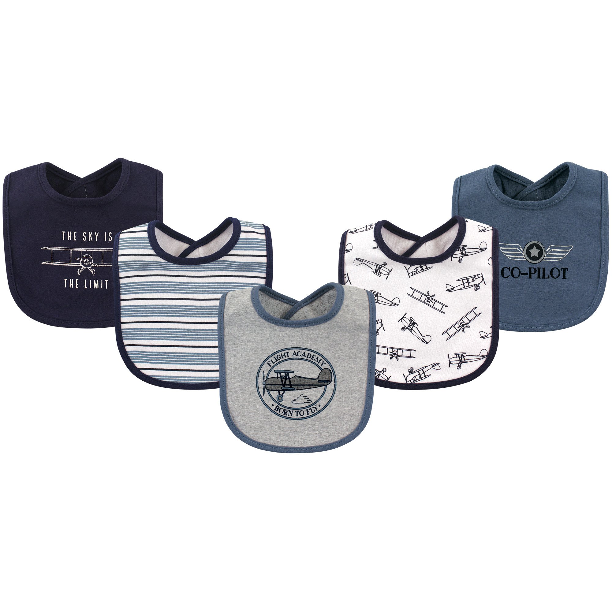 Hudson Baby Unisex Baby Cotton Bibs, Aviation, One Size