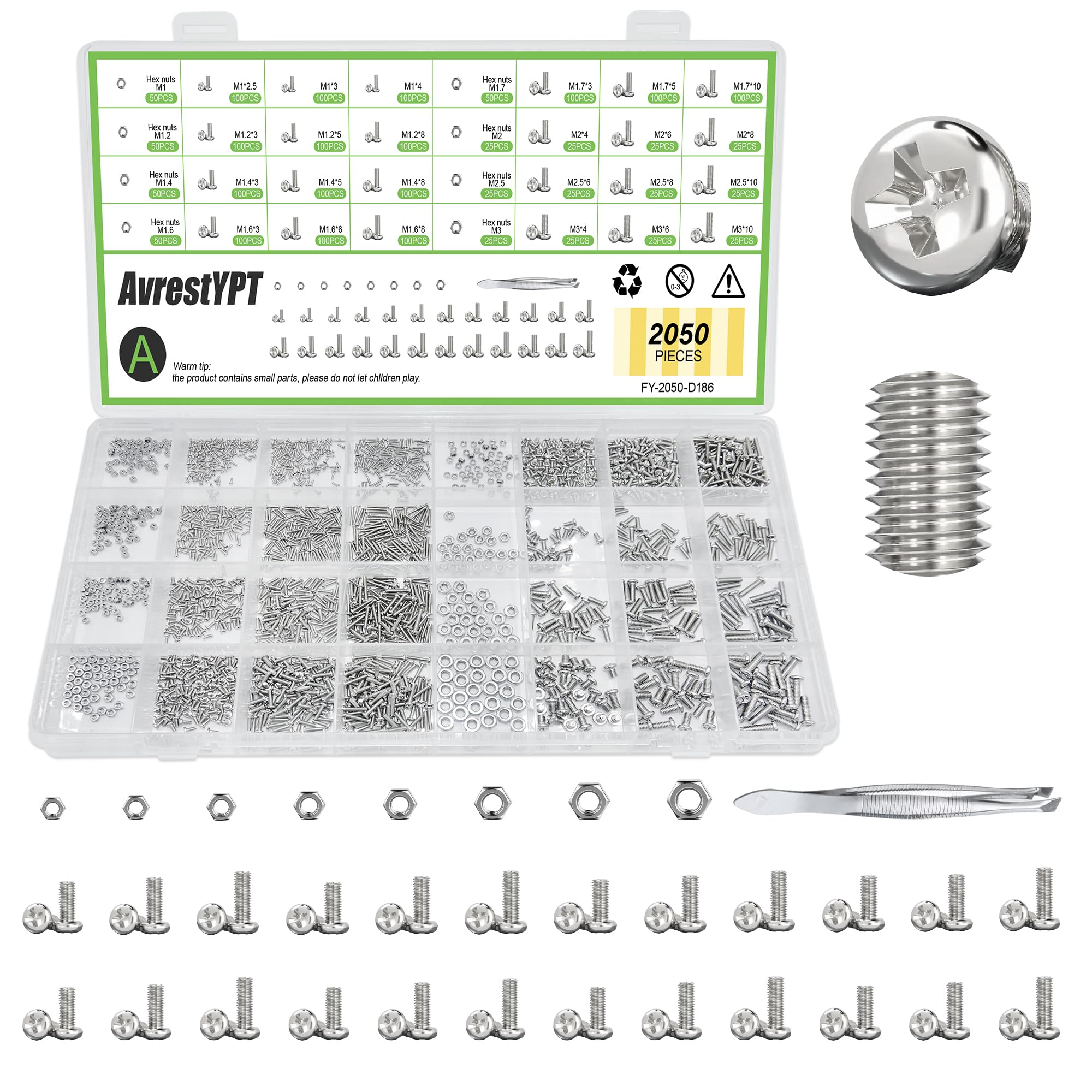 Metric Screw & Nut Kit - 1110 Pieces -14