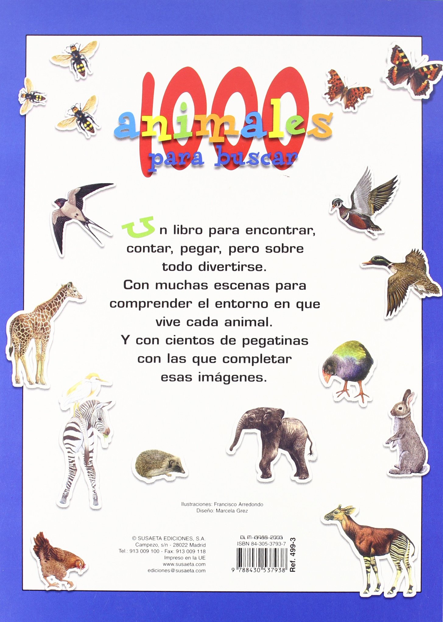 1000 Animales P/Buscar (Azul) Pegatinas