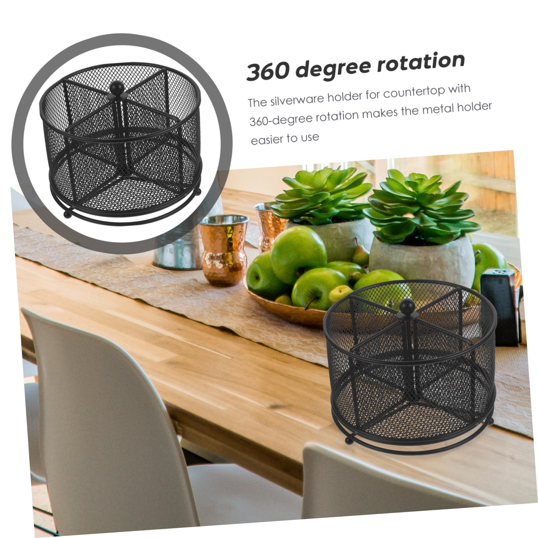 Portaposate Rotante Metallo Con Scomparti Organizer Per Utensili Da Cucina Supporto Per Contenitori Da Bancone