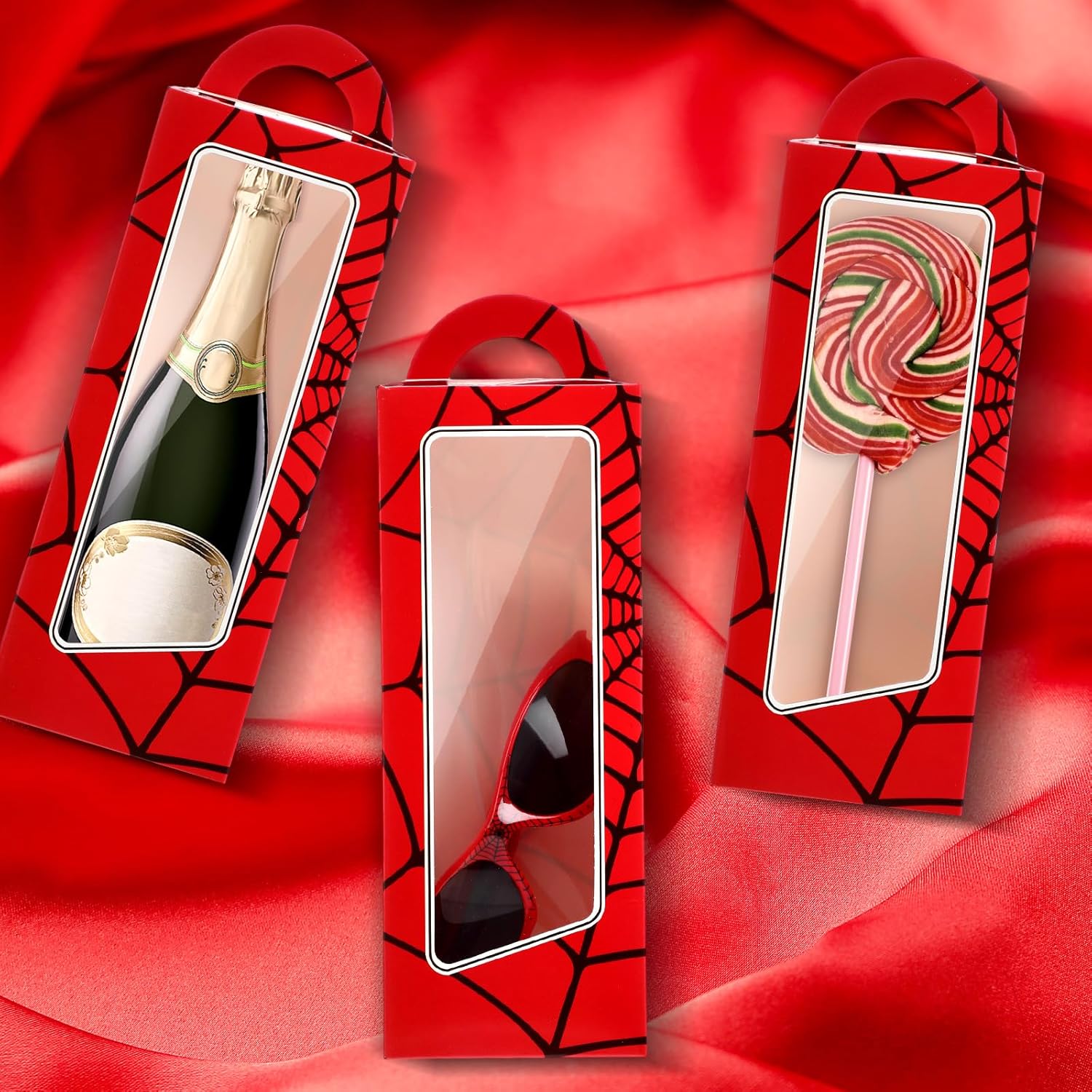 Fuyoooo 48 Pcs Spider Web Party Favors Spider Doll Gift Boxes Include 24 Goodie Boxes 24 Sunglasses for Cartoon Character Costume Birthday Party Favor Supplies