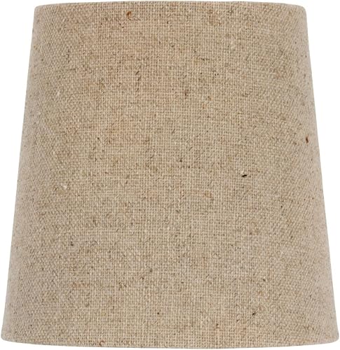 Upgradelights Pantalla de lámpara de araña retro con clip de 5 pulgadas en arpillera natural, 4 x 5 x 5 pulgadas