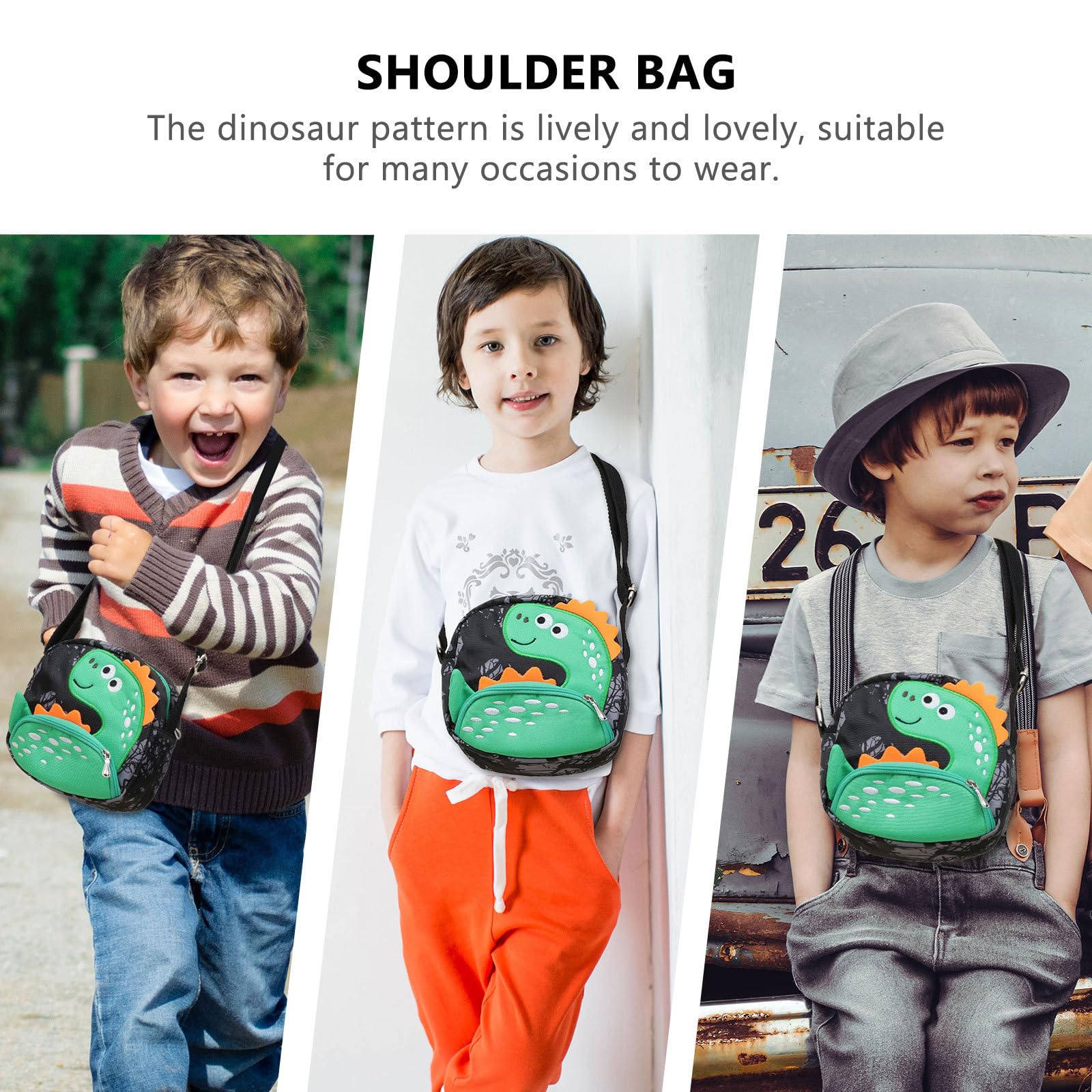 VALICLUD Petit sac à bandoulière pour enfants - Dinosaure - Sac à bandoulière - Sac à main pour garçons - Randonnée à pied - Voyage