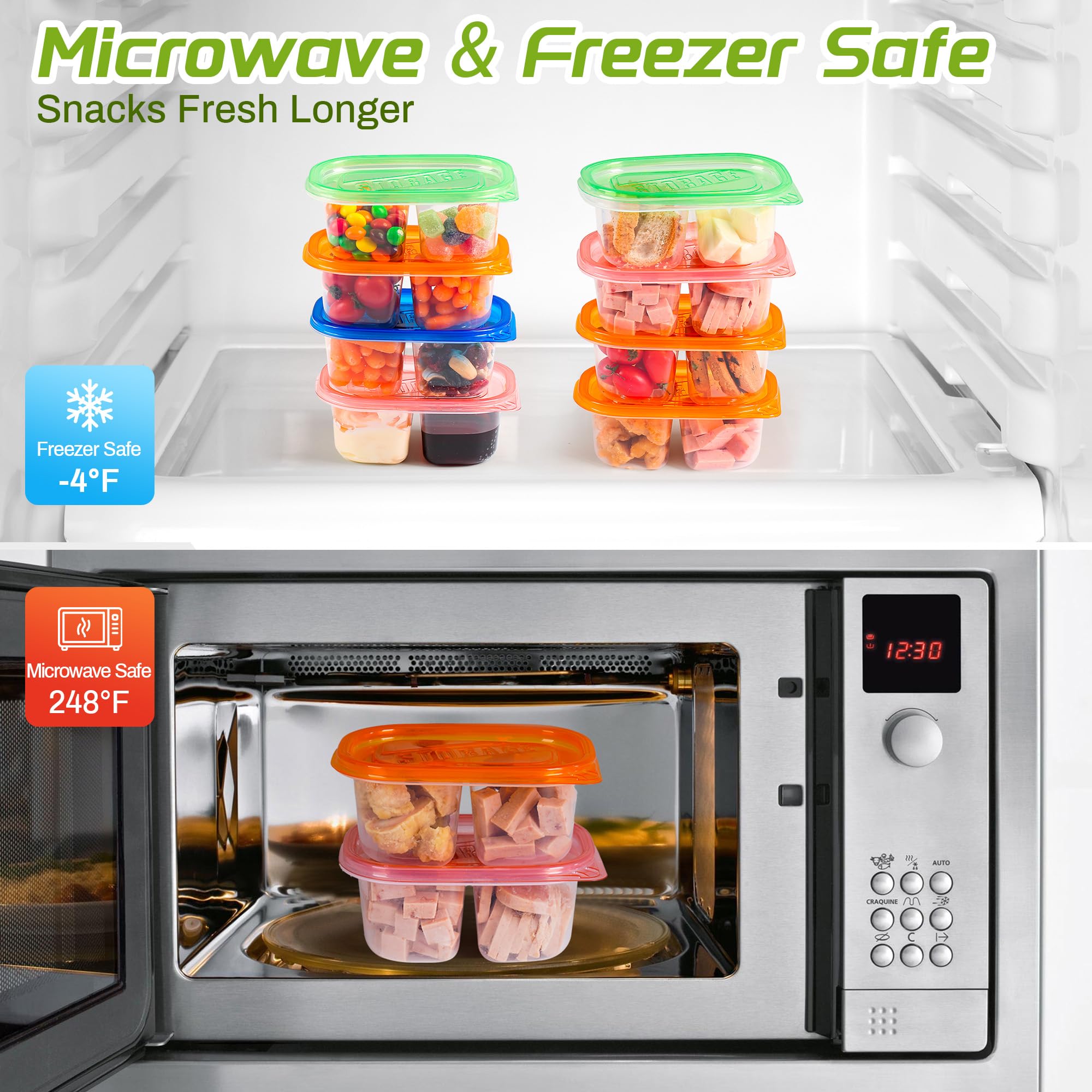 XcnPer Lot De 12 Pots à Goûter à Double Compartiment, Conteneurs à