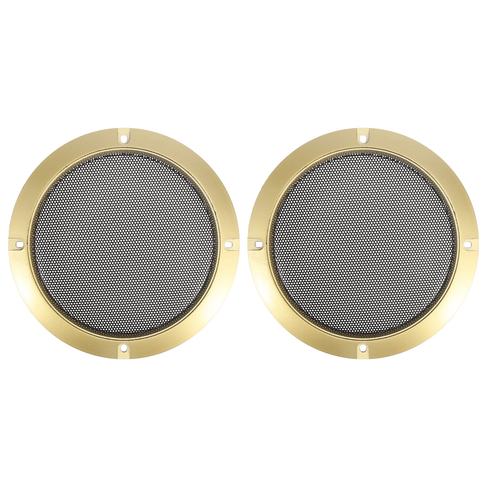 X AUTOHAUX 2pcs 5" Gold Tone Car Audio Speaker Cover Mesh Subwoofer Grill Horn Glossy Guard Protector