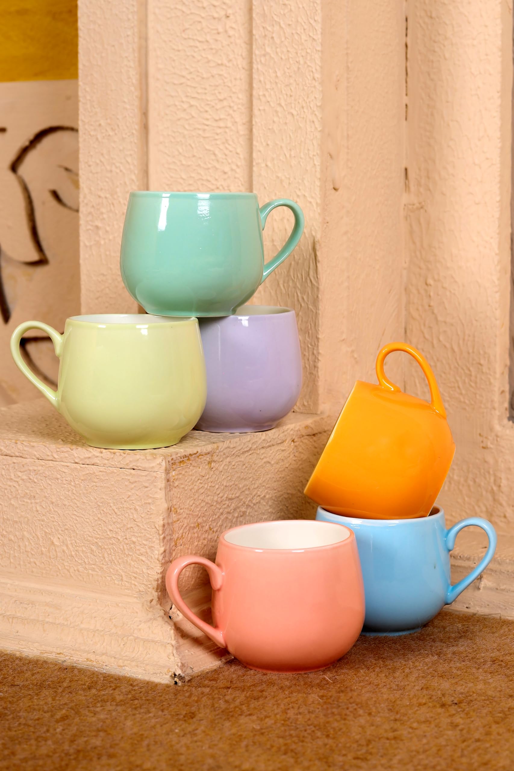 Saaikee Tea Coffee Cups Set of 6, Bone China Printed Multicolor Tea Cup Set of 6 | Stylish Tea & Coffee Cup Set for Kitchen & Dining Table (160 ML) 2