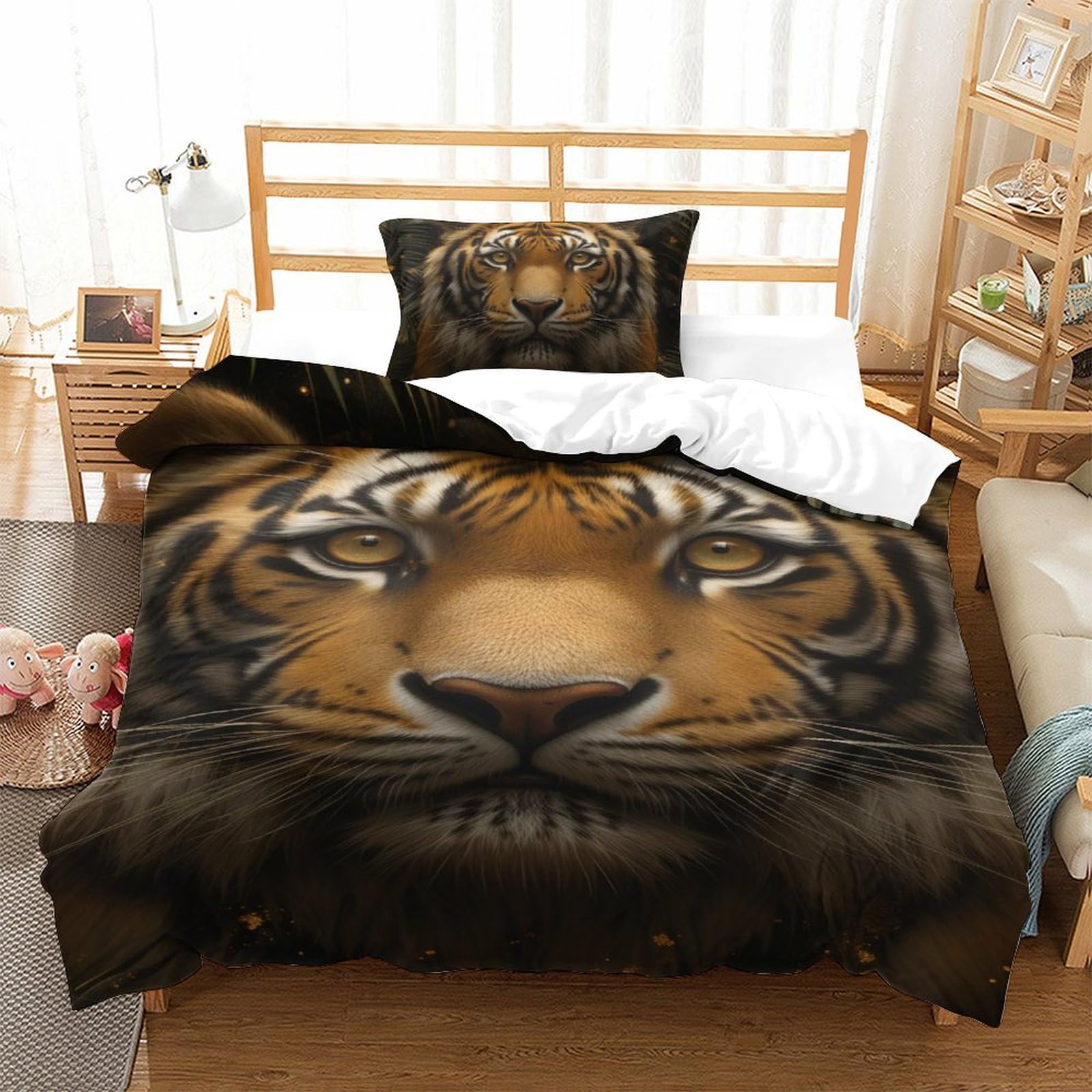 Housses de couettes tigre literie microfibre contre la transpiration nocturne lit simple