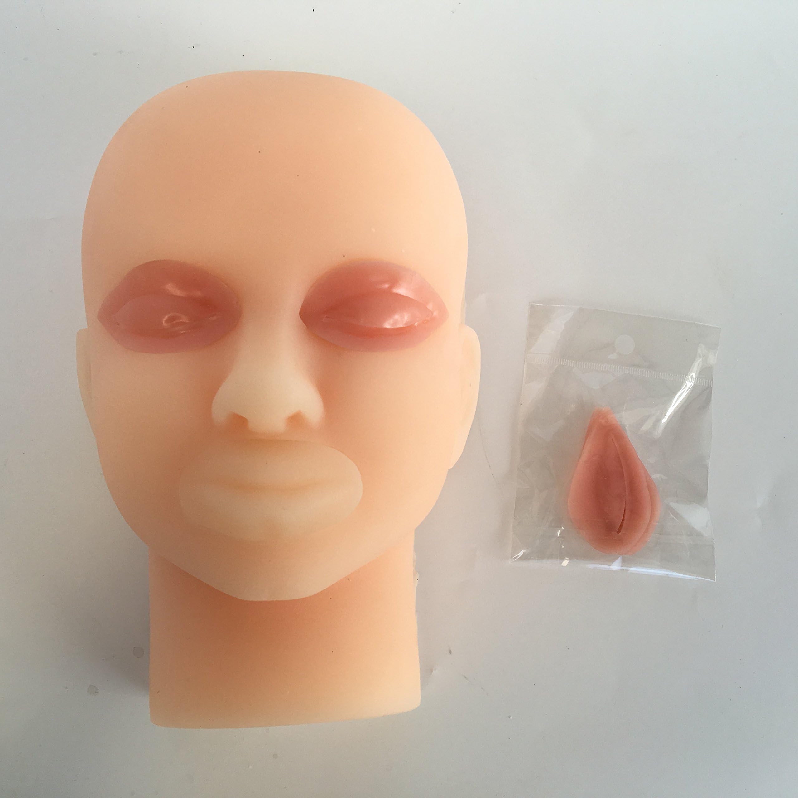 Double Eyelid Suture Practice Head Mold - Silicone Head Model Injection Skin Suture Facial Model - Ophthalmology Cosmetic Surgery Training Model - Double Eyelid Training Fake Skin