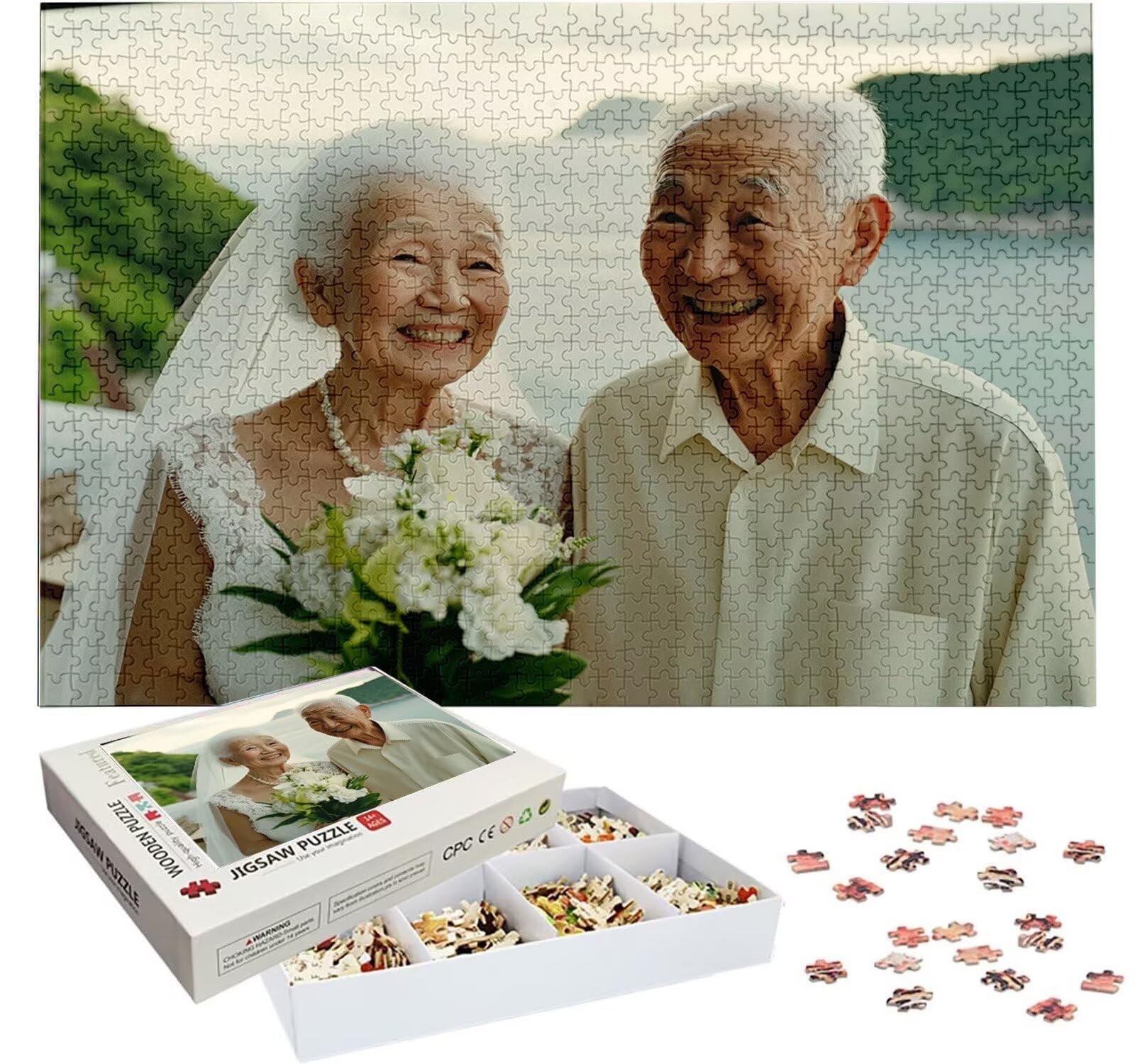 Puzzle Personalizado con Foto, Personalizada Rompecabezas Personalizado Diseña tu Logo Foto o Texto, Personalizado Navidad Halloween San Valentín Parejas Niños Familia Amigos h-2445