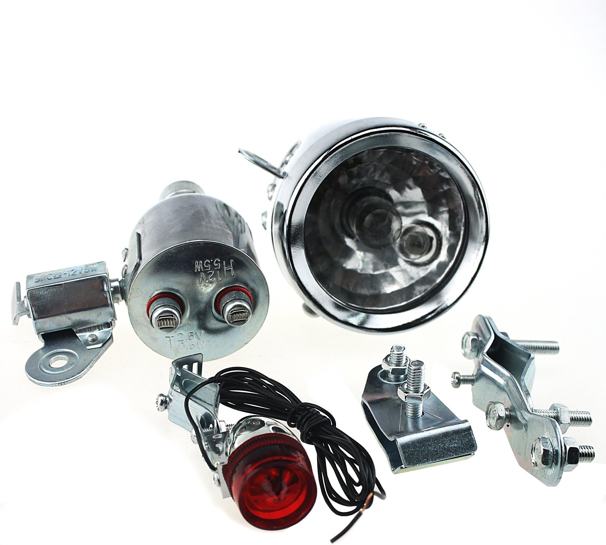Welugnal 12V 6W Bicycle Motorized Bike Friction Generator Dynamo Headlight Tail Light Kit