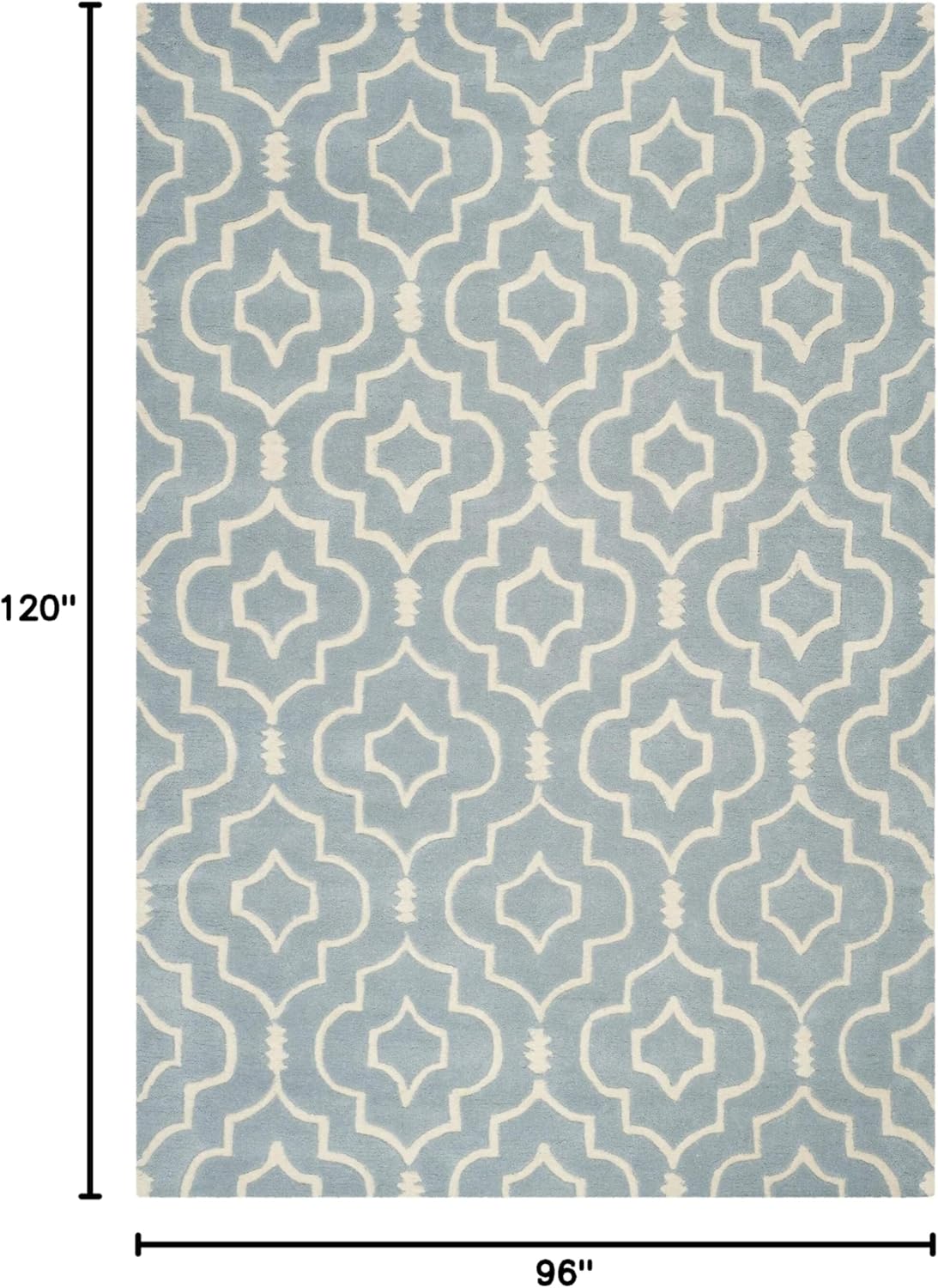 Blue and Ivory Hand-Tufted Wool 8' x 10' Geometric Rug