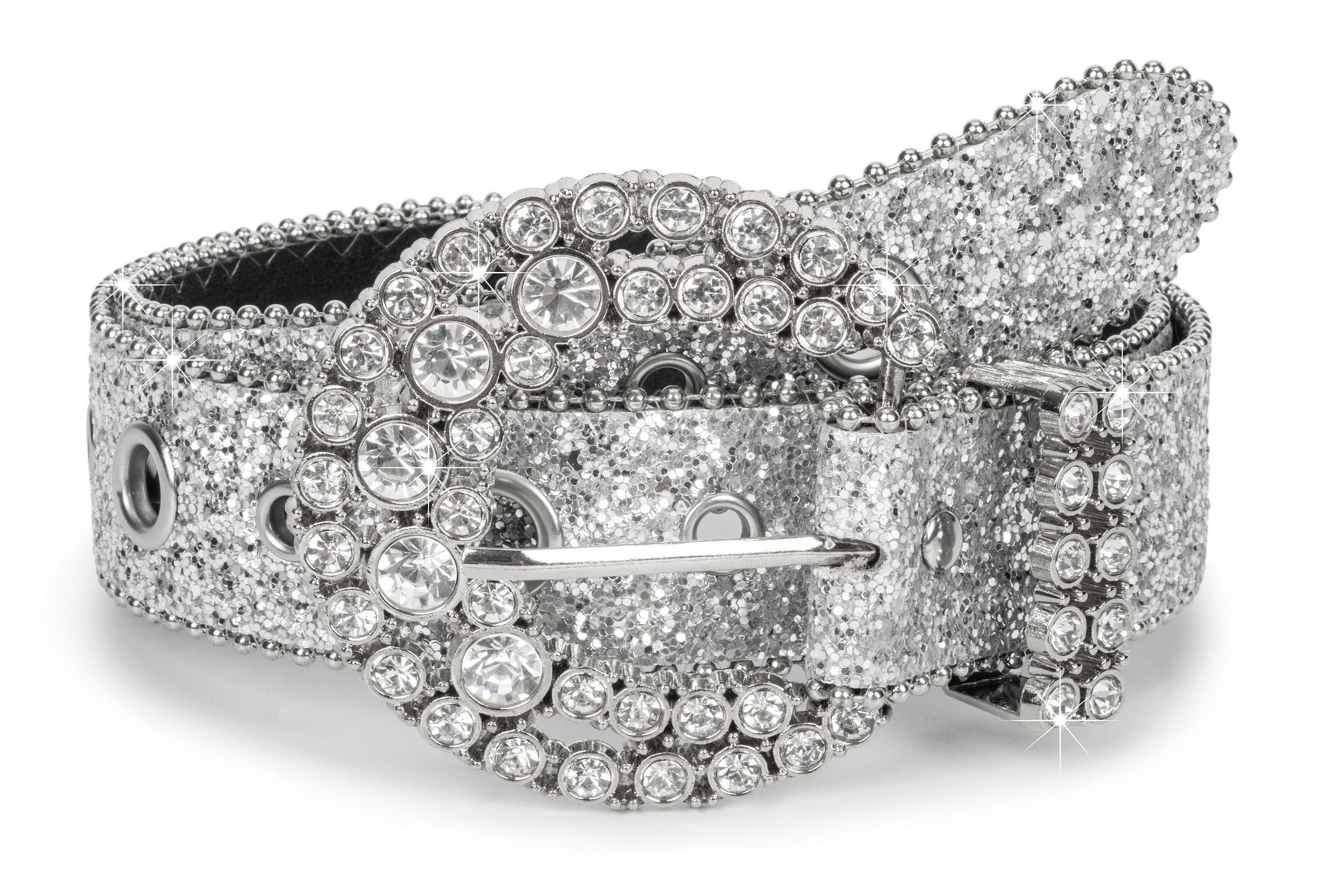 Women Rhinestone-Leather-Belts Western-Cowboy-Cowgirl Belt Bling-Diamond Waist Belt for Jeans Pants