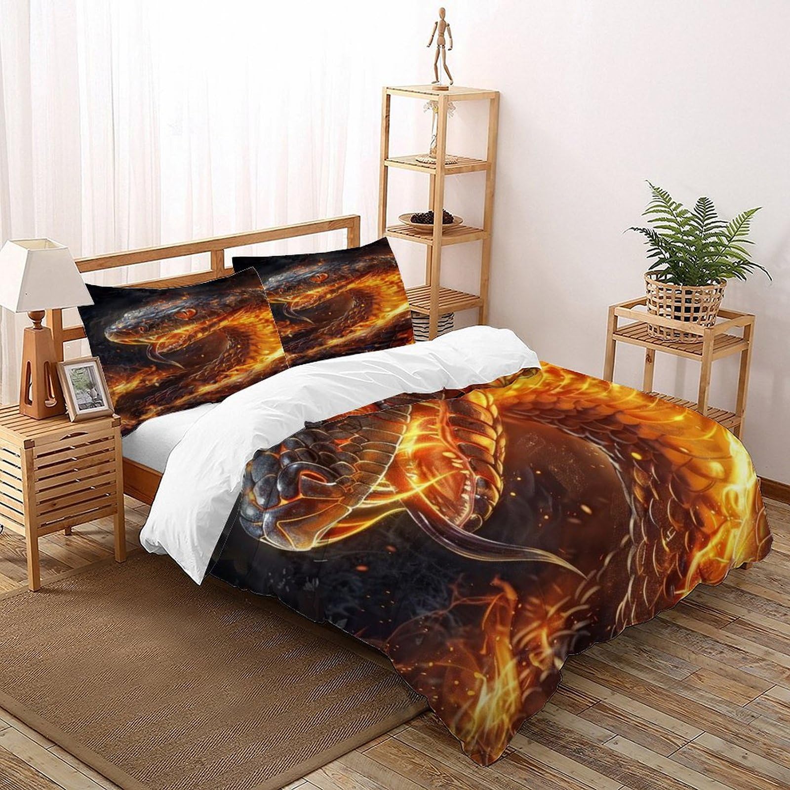Parure de lit Super King 260x220 serpent or et flamme prestige