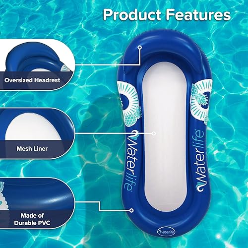 Miniatura 4 de Aqua Luxury Water Pool Lounge  Extra Large  Inflatable Pool Floats for Adults with Headrest, Backrest, Footrest & Cupholder  Multiple ColorsStyles