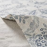 Vista 8 de Vangao Cortina de lino para cocina, diseño rústico floral de doble capa, bolsillo para barra, tratamiento de ventana de 18 pulgadas, azul sobre beige